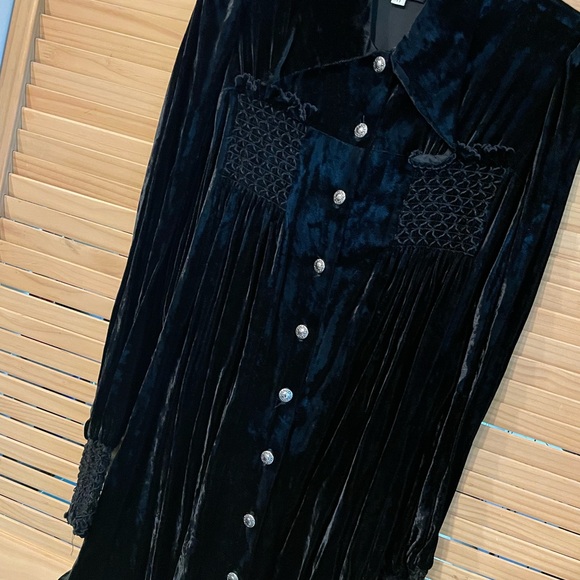 Vintage Anna Sui Black Velvet Dress - Picture 7 of 7